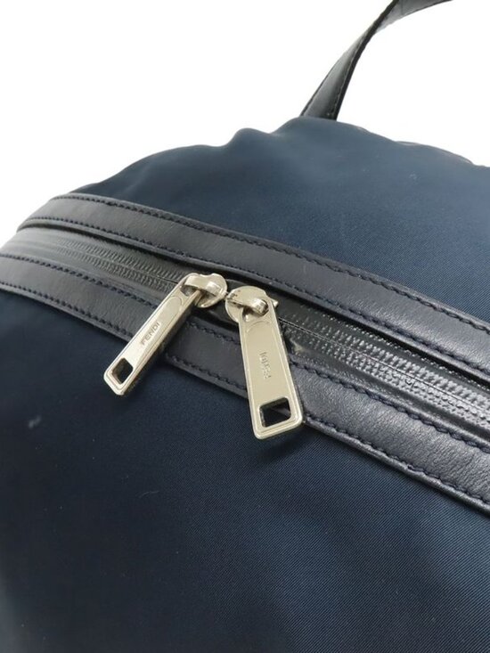 Fendi Logo Backpack Nylon Leather Navy Pink Blue main image 7